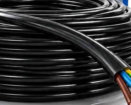 A coil of black PVC cabtyre