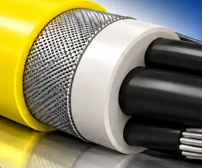 Yellow trackless mining cable